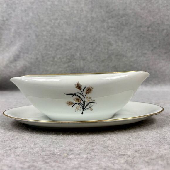 Noritake Other - Noritake Wheatcroft Gravy Boat w/ Attached Underplate Vintage China 5852